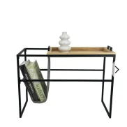 Mesa Auxiliar Desmontable de Bambú y Hierro 45x28 cm