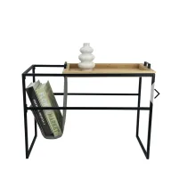 Mesa Auxiliar Desmontable de Bambú y Hierro 45x28 cm