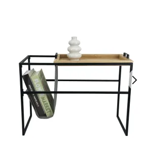 Mesa Auxiliar Desmontable de Bambú y Hierro 45x28 cm
