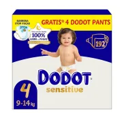 Pañales Sensitive Dodot Talla 4 (9-14 kg) + 4 Pants Regalo