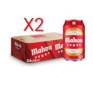 Pack de 24 Latas de Mahou 5 Estrellas, Cerveza Lager 33 cl