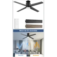 Ventilador de Techo de 132 cm con Luz y Mando a Distancia