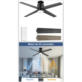 Ventilador de Techo de 132 cm con Luz y Mando a Distancia
