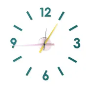Reloj de Pared Adhesivo 3D DIY en Azul, Rosa y Amarillo