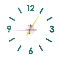 Reloj de Pared Adhesivo 3D DIY en Azul, Rosa y Amarillo