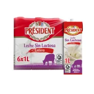 Leche Entera Sin Lactosa Président - UHT Natural de Galicia