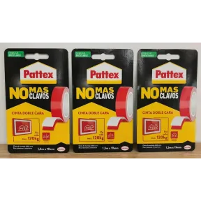 Cinta adhesiva extrafuerte 3 X Pattex No Más Clavos 19 mm