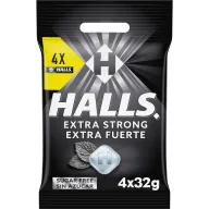 Halls Caramelos Extra Fuerte Sin Azúcar, 3 Paquetes de 4