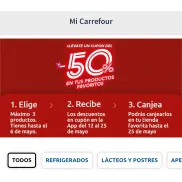 Elige 3 productos y obtén 50% de regreso en APP Carrefour