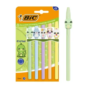 BIC Cristal - Set de 5 bolígrafos azules surtidos