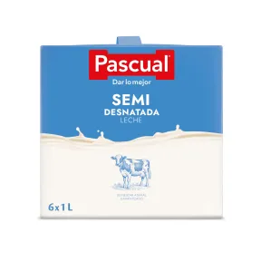 Leche Semidesnatada Pascual - Pack 6 x 1L Natural y Saludable
