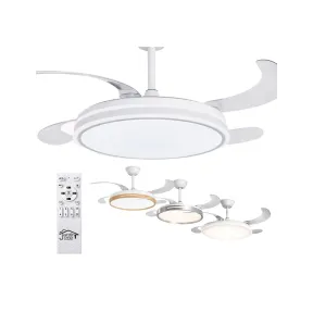 Ventilador de techo con luz LED regulable y aspas retráctiles