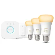 Pack 3 bombillas E27 Philips Hue con puente y mando.