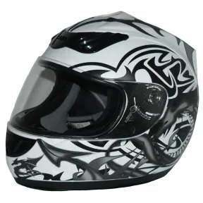 Casco H510 gris y blanco con diseño de dragón - Tallas M y L