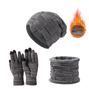 Conjunto Térmico de Bufanda, Gorro y Guantes de Punto