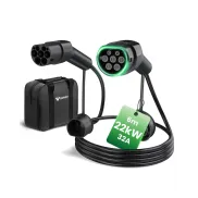 Cable de Carga EV Tipo 2 22kW 32A 6M, IP54 Impermeable