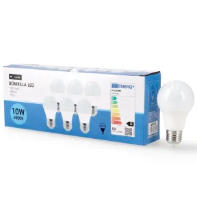 Bombilla LED E27 10W - Pack de 6, Luz Fría 6000k, 820 Lumen