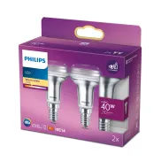Bombilla LED R50 E14 Philips, 40W, Luz Blanca Cálida, 2 Unidades