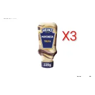 Heinz X3 Mayonesa Trufada Bocabajo 220ml. Precompra.
