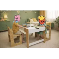 Mesa infantil Phoenix con 2 sillas - blanco y natural