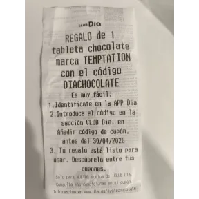Tableta de chocolate Temptation gratis para nuevos socios