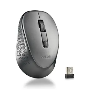 Ratón Inalámbrico Ergonomic NGS Dew Gray, Silencioso y Preciso