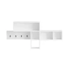 Perchero de Pared Blanco 105cm, 5 Compartimentos y 4 Ganchos