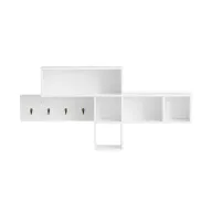Perchero de Pared Blanco 105cm, 5 Compartimentos y 4 Ganchos