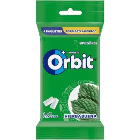 Chicles Orbit Sin Azúcar Hierbabuena, Pack 4x10 Unidades