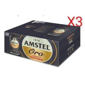Pack de 12 Latas de Cerveza Tostada Amstel Oro 33cl