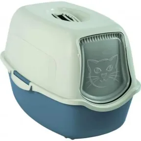 Arenero Cubierto para Gatos Rotho My Pet - Azul y Blanco