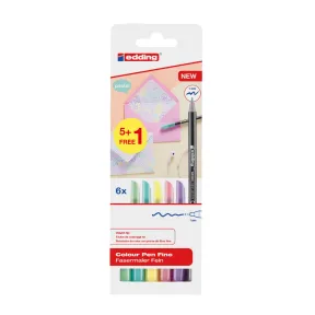 Pack de Rotuladores Pastel 5+1 Edding - Punta Redonda 1 mm