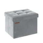 Puff Almacenaje Plegable de Terciopelo - 130 kg, 31 x 41 cm