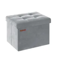 Puff Almacenaje Plegable de Terciopelo - 130 kg, 31 x 41 cm