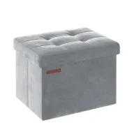 Puff Almacenaje Plegable de Terciopelo - 130 kg, 31 x 41 cm