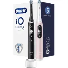 Pack de 2 cepillos eléctricos Oral-B iO 6 negro y rosa.
