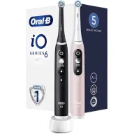 Pack de 2 cepillos eléctricos Oral-B iO 6 negro y rosa.