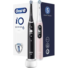 Pack de 2 cepillos eléctricos Oral-B iO 6 negro y rosa.
