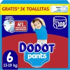 Pañales Dodot Bebé Pants Talla 6, 108 unidades, 13-19 kg