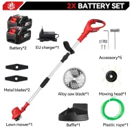 Cortadora de césped eléctrica ONEVAN, 10" y 36000RPM con 2 baterías
