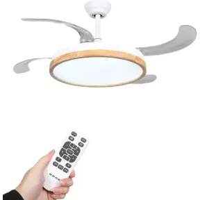 Ventilador de techo con luz LED y aspas retráctiles