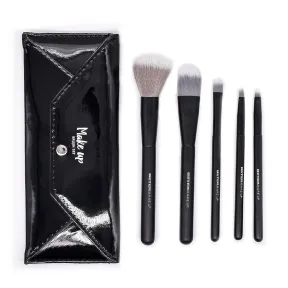 Brochas de Maquillaje para Rostro y Ojos - Set de 5 con Estuche