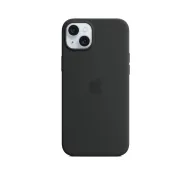 Funda negra de silicona con MagSafe para iPhone 15 Plus