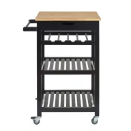 Camarera multiusos negra con ruedas 40x65.5cm