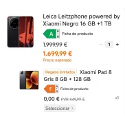 Xiaomi Leitzphone 1TB + Tablet Pad 8 Gratis, 1360€
