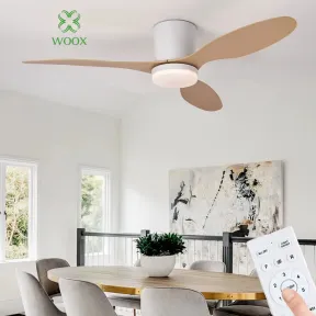 Ventilador de techo WOOX de madera con luz LED y control remoto