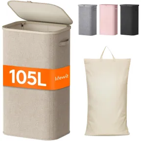 Cesto Plegable para Ropa Sucia con Bolsa y Asa, 105 L.