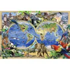 Mapa Animal Kingdom de madera XL - Puzzle 600 piezas