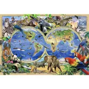 Mapa Animal Kingdom de madera XL - Puzzle 600 piezas