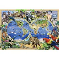 Mapa Animal Kingdom de madera XL - Puzzle 600 piezas